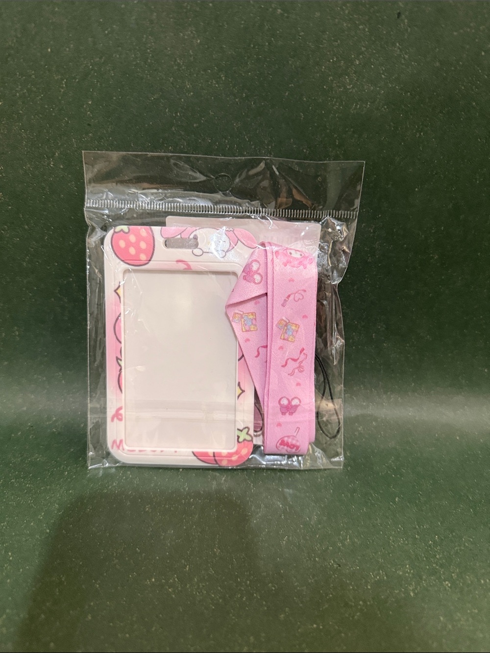 Pink Cute Patterned Phone Card Holder with Lanyard
